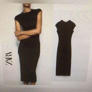 ZARA/“ZW COLLECTION” CAP SLEEVE KNIT MIDI DRESS/NEW